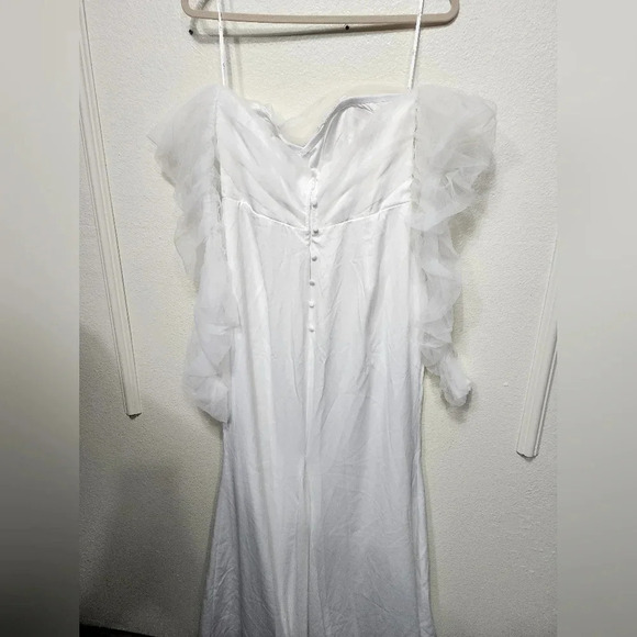Lulu's Eternal Bliss White Tulle Off-the-Shoulder Bustier Maxi Dress XL Bridal - Picture 10 of 12